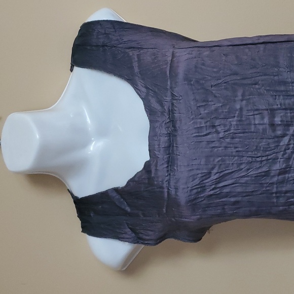 Lee Andersen - Crushed Silk Midi Shop Neck Dress - Deep Purple NEW - Picture 2 of 9